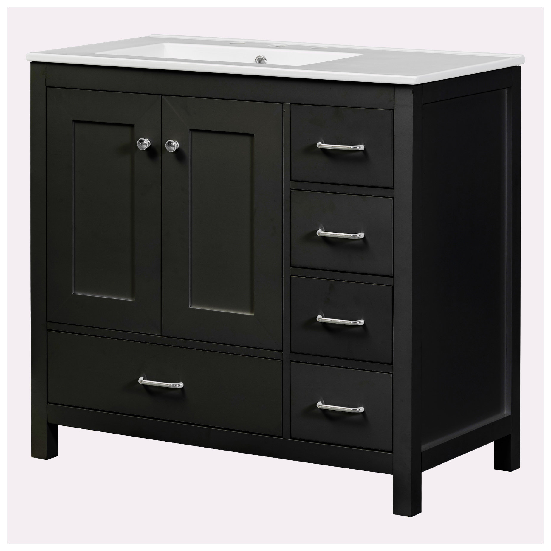 Wildon Home® 36" Black Bathroom Vanity with Ceramic Sink Combo | Wayfair